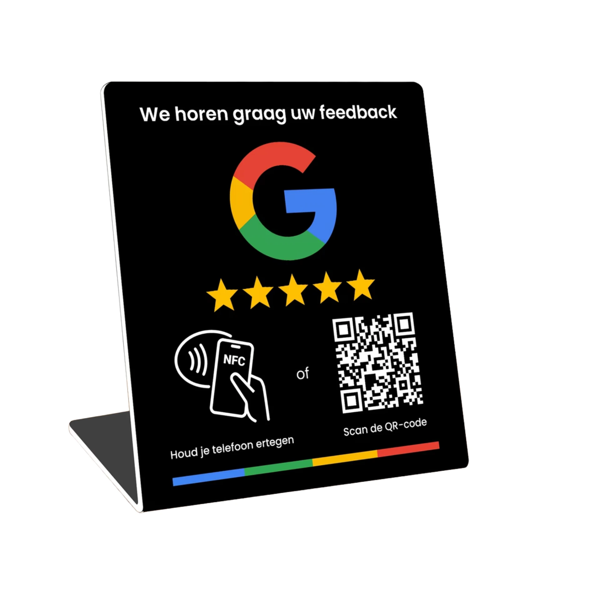 Google review display zwart, NFC display met QR-code